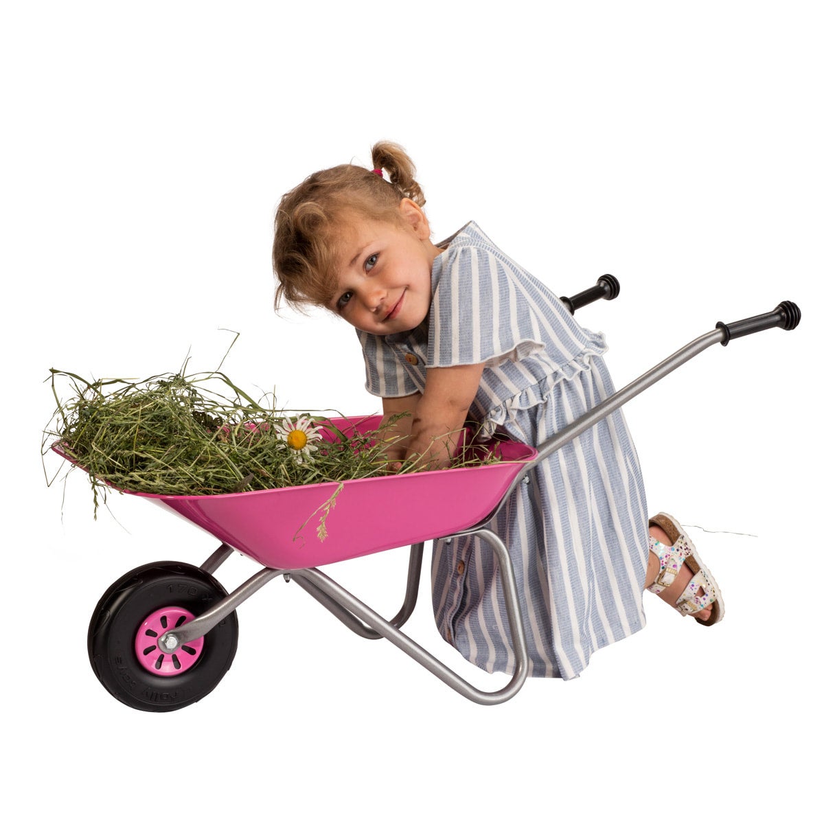 Rolly Kids Pink Metal Wheel Barrow Wheelbarrow Toy