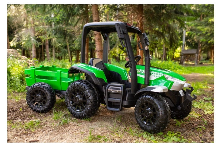 24 Volt AgriPow Electric Ride On Green Tractor and Trailer